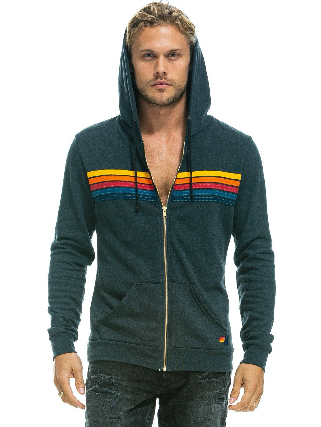 5 Stripe Hoodie - Charcoal