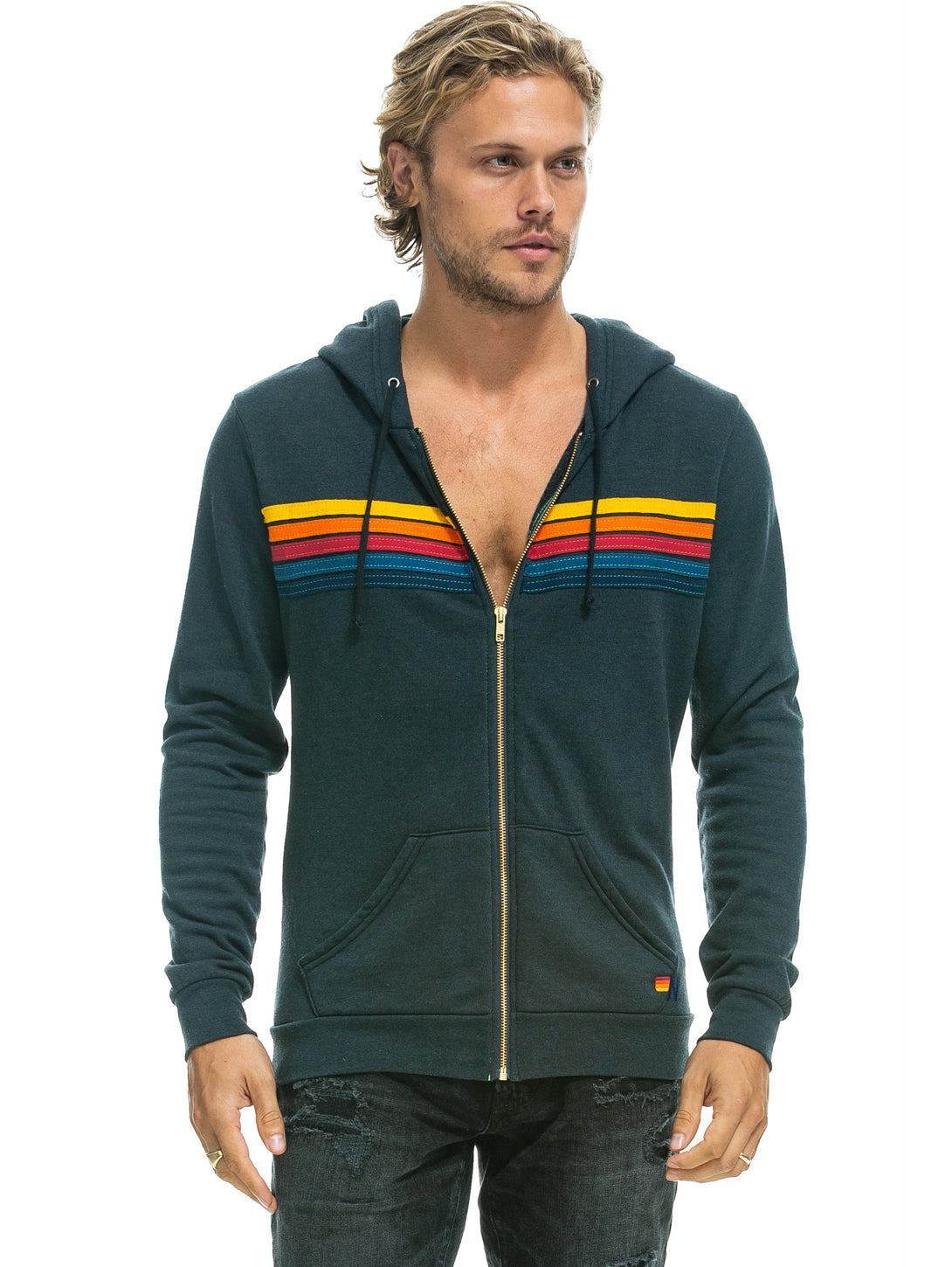 5 Stripe Hoodie - Charcoal