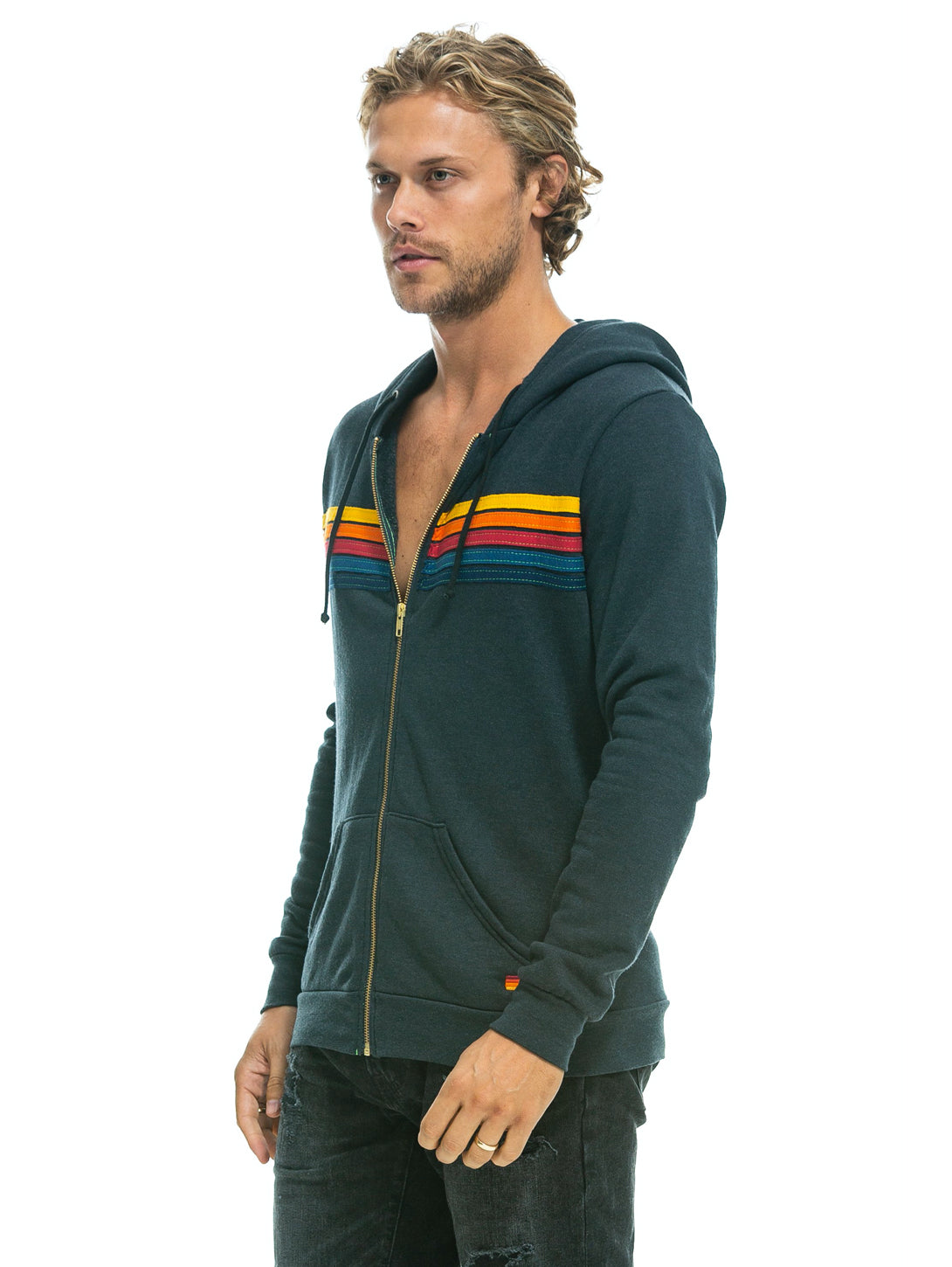 5 Stripe Hoodie - Charcoal