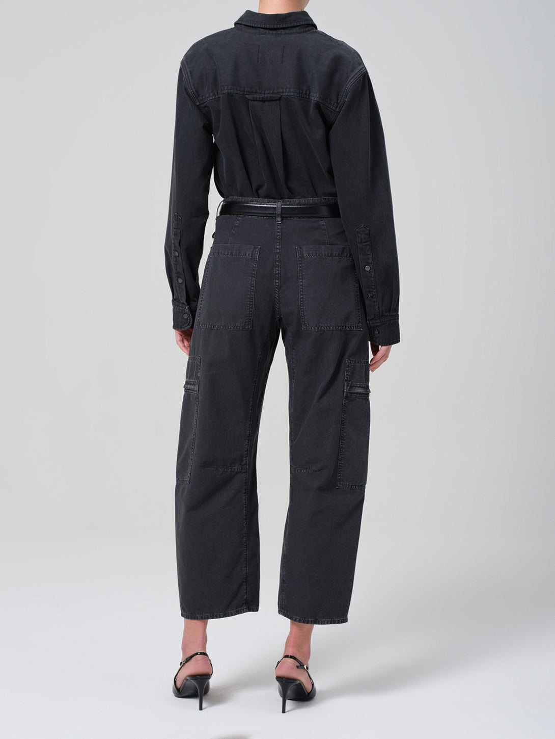 Marcelle Low Slung Cargo Pant - Washed Black