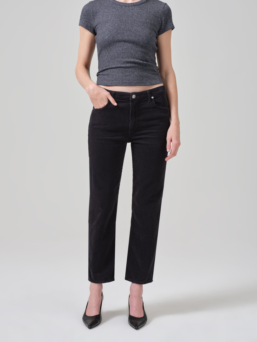 Zurie Straight Leg Corduroy Pant - Cracked Pepper