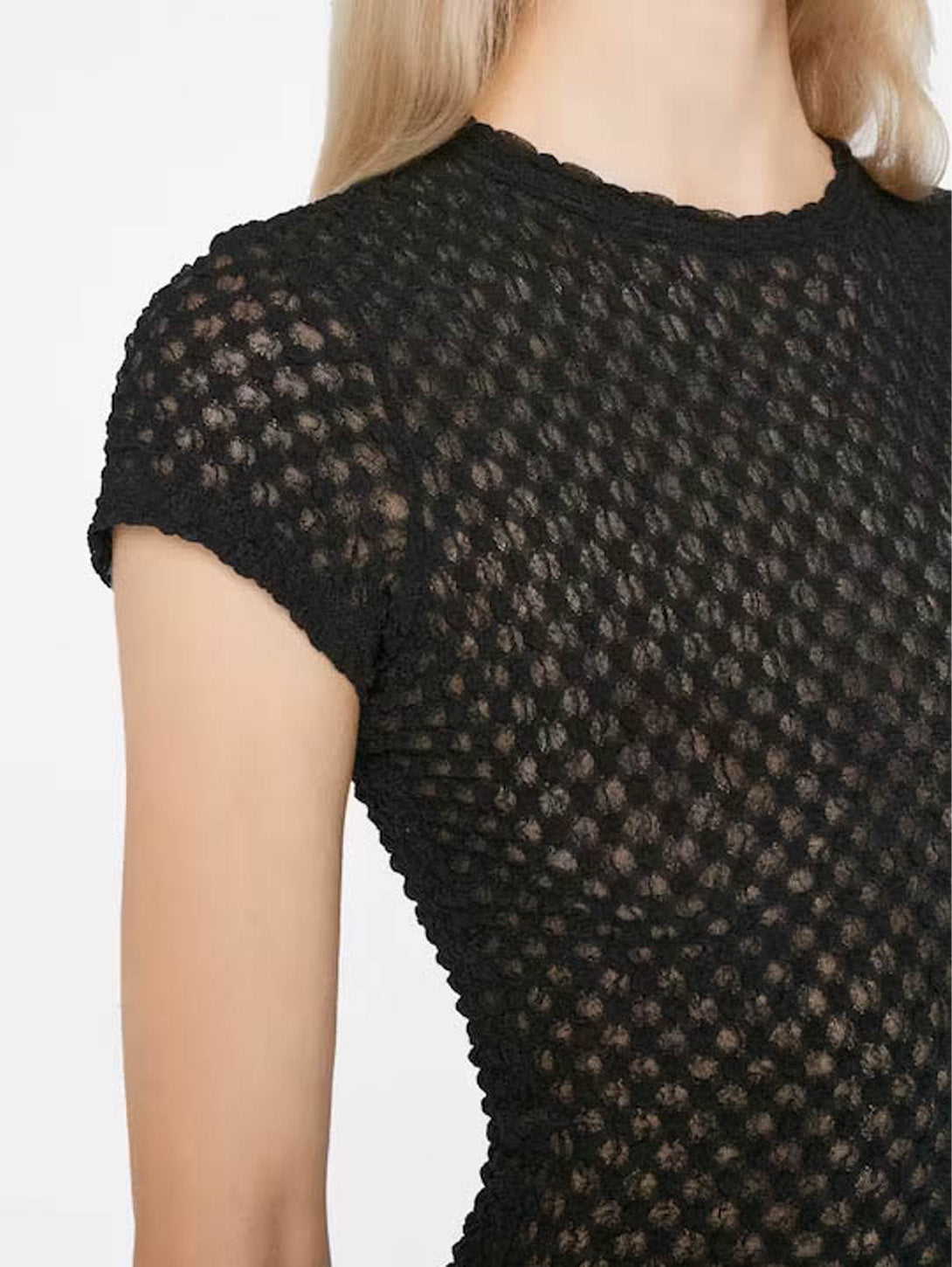 Mesh Lace Baby Tee - Noir