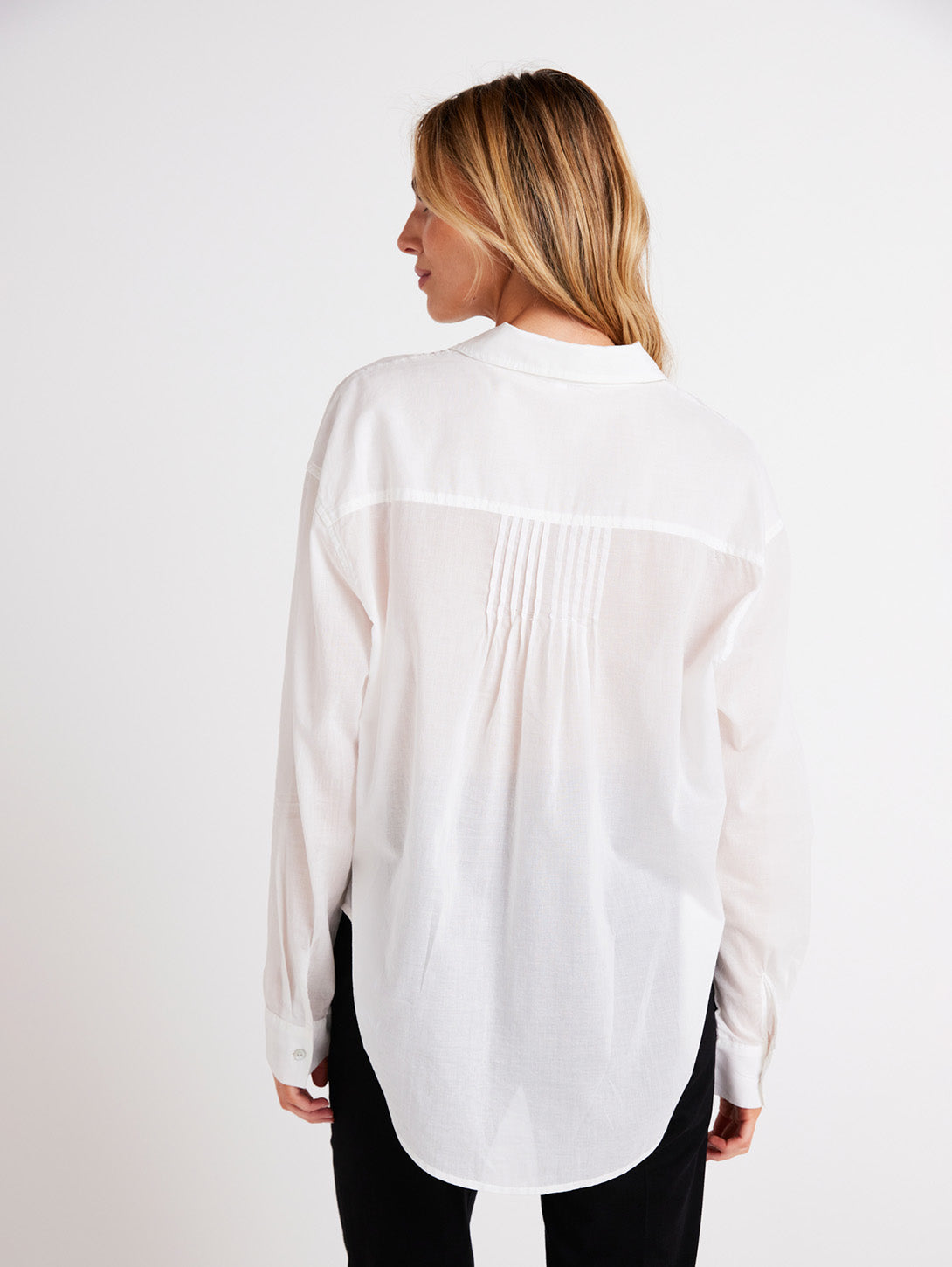 Pintuck Flowy Shirt - White