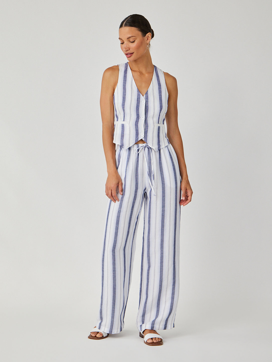 Easy Wide Leg Pant - Coastal Ombre Stripe