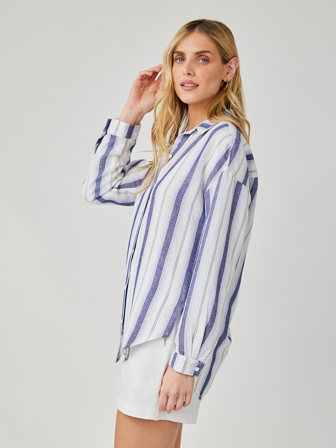 Long Sleeve Button Down - Coastal Ombre Stripe