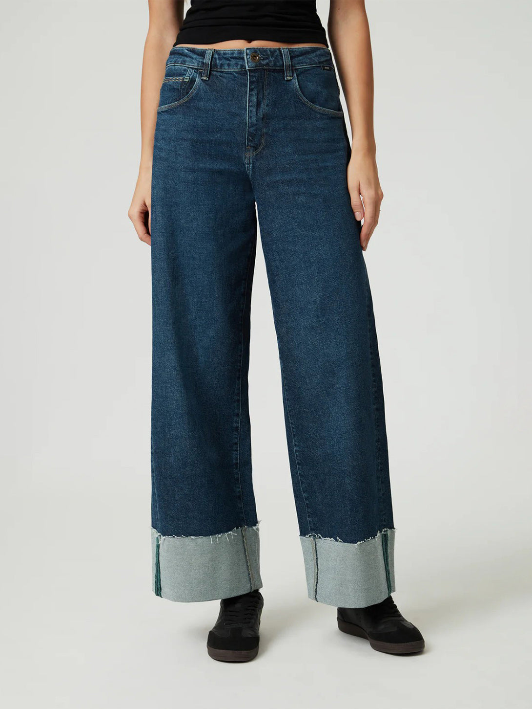 Cathy Cuff Jeans - Dark Blue Denim