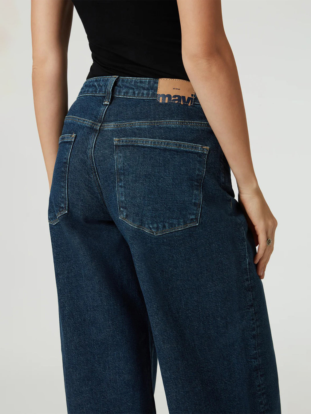 Cathy Cuff Jeans - Dark Blue Denim