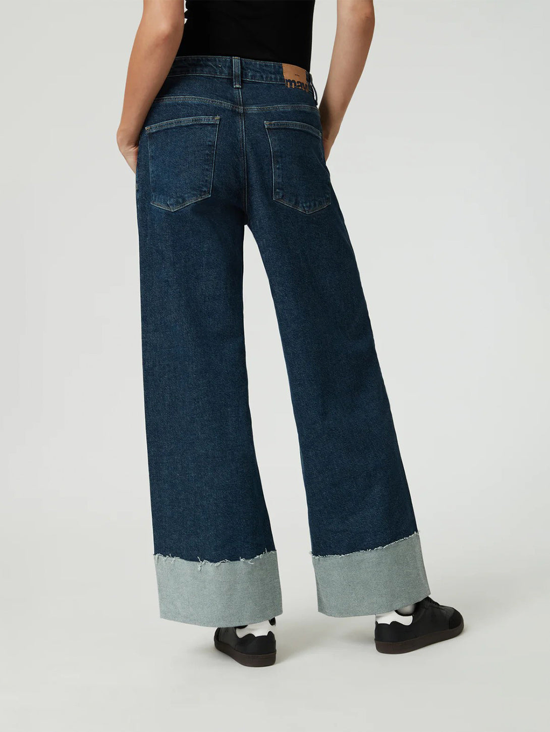 Cathy Cuff Jeans - Dark Blue Denim