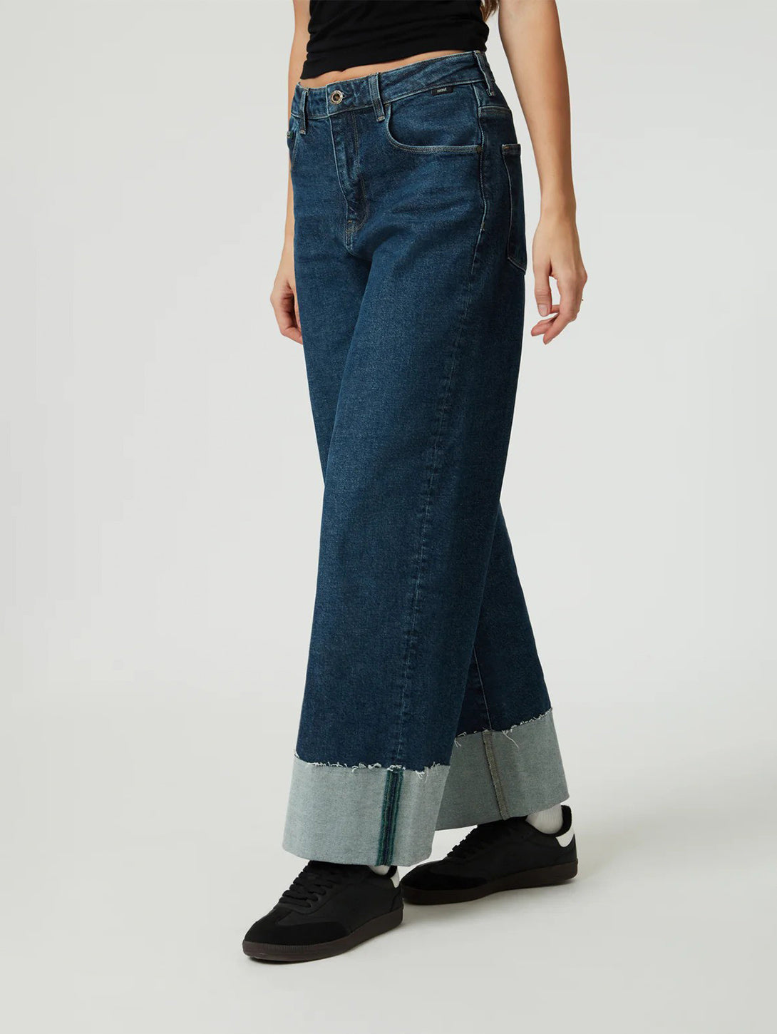 Cathy Cuff Jeans - Dark Blue Denim