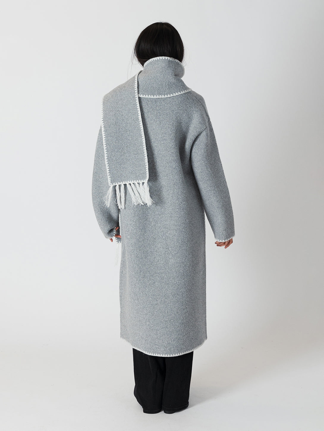 Delaney Whip Stitch Coat - Long Medium Grey