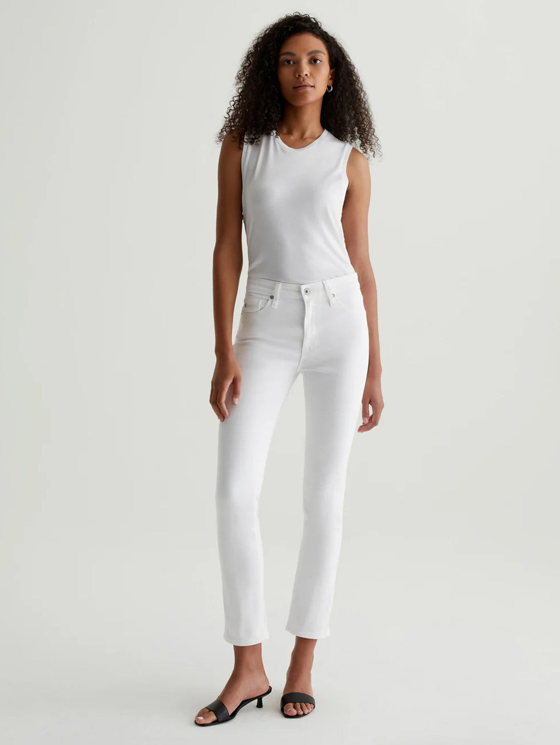 Mari Mid Rise Straight Jean - White