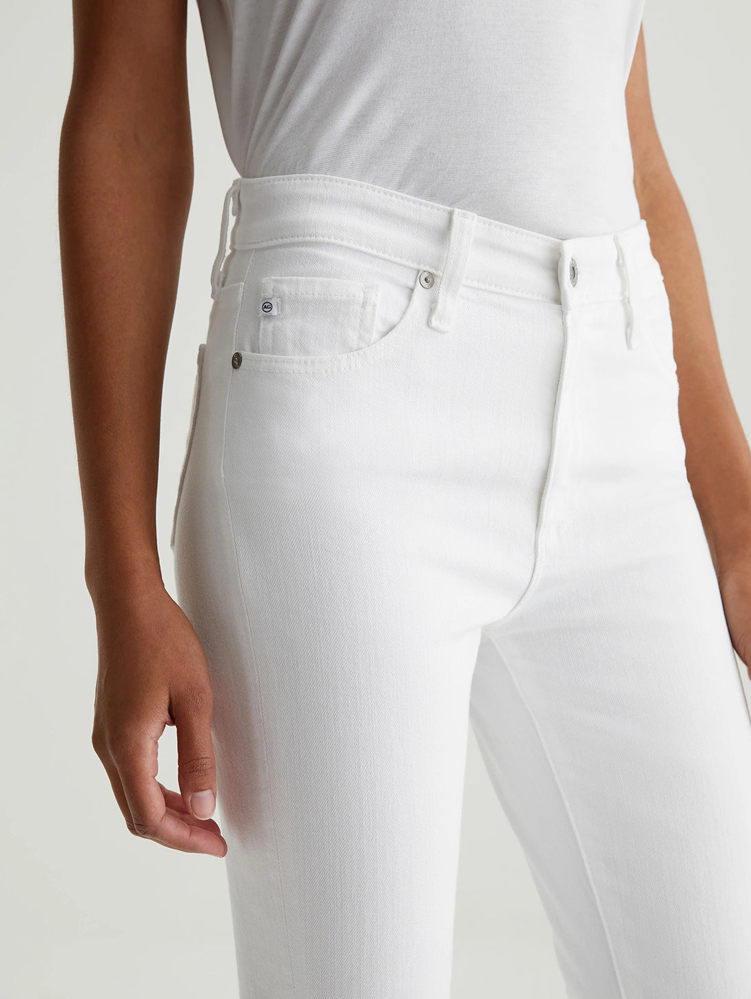 Mari Mid Rise Straight Jean - White