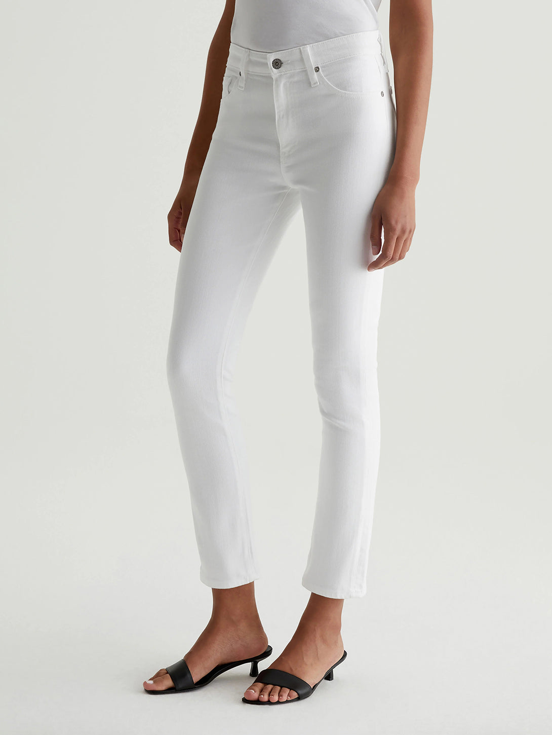 Mari Mid Rise Straight Jean - White