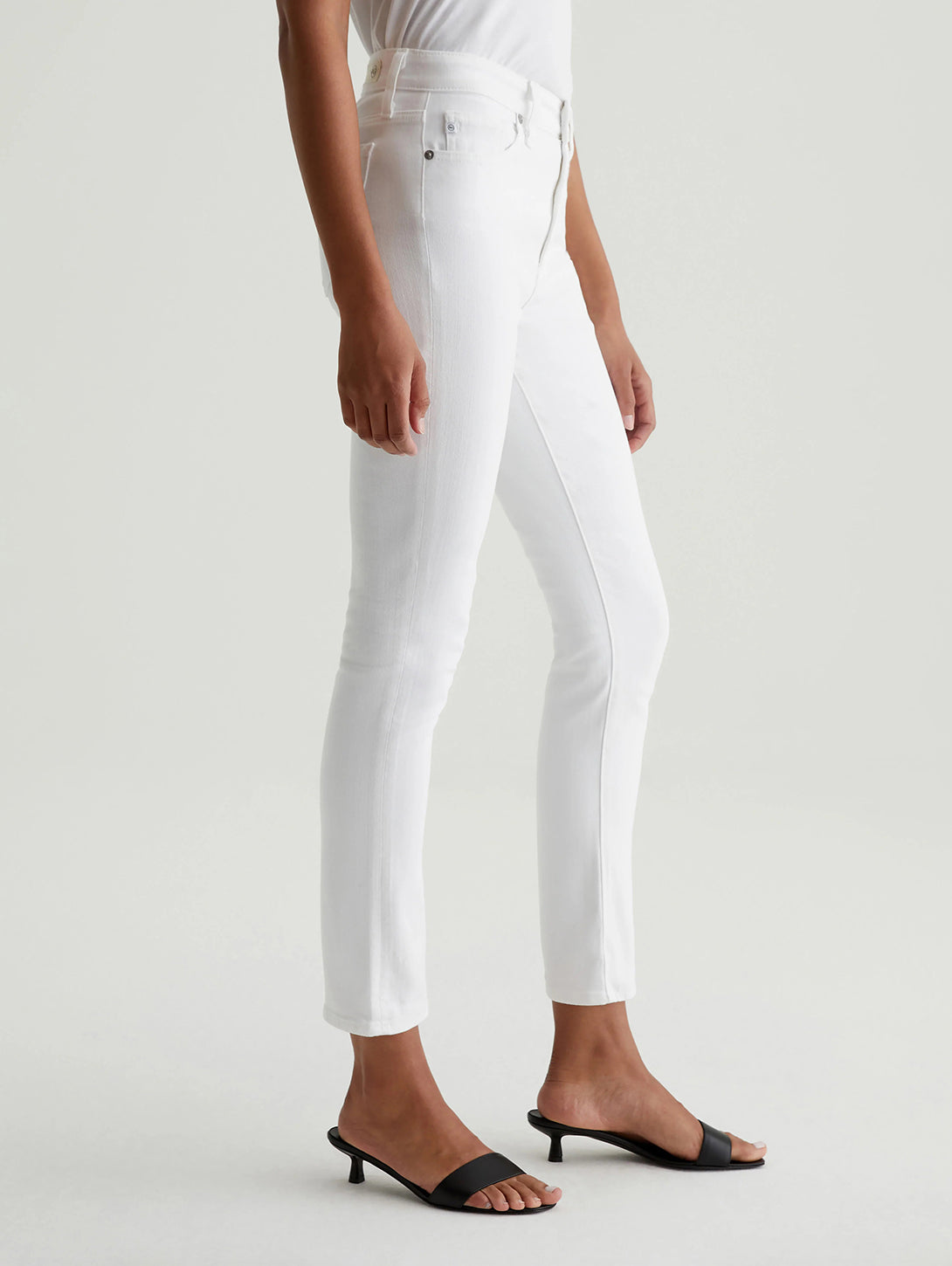 Mari Mid Rise Straight Jean - White