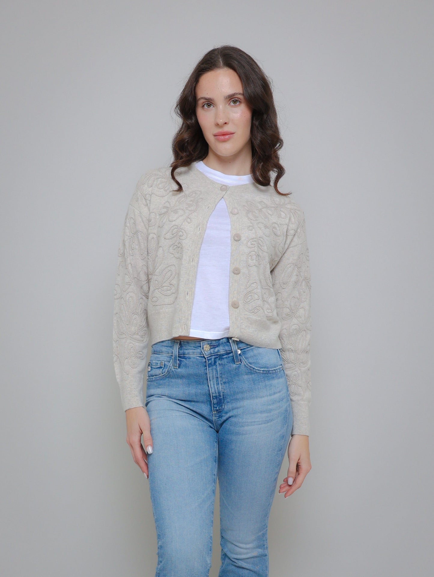 Embroidery Stitch Cardigan - Mojave