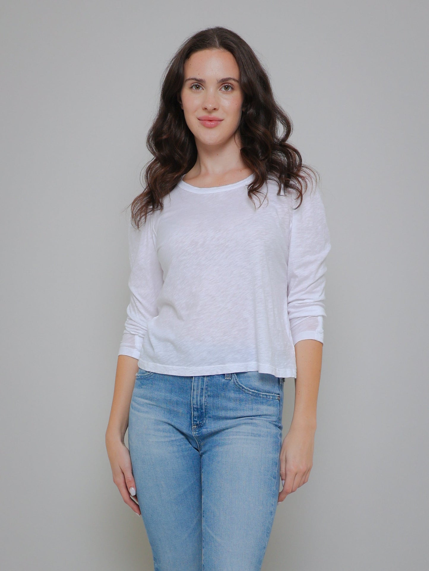 Wilda Slub Mutton Sleeve Top - White