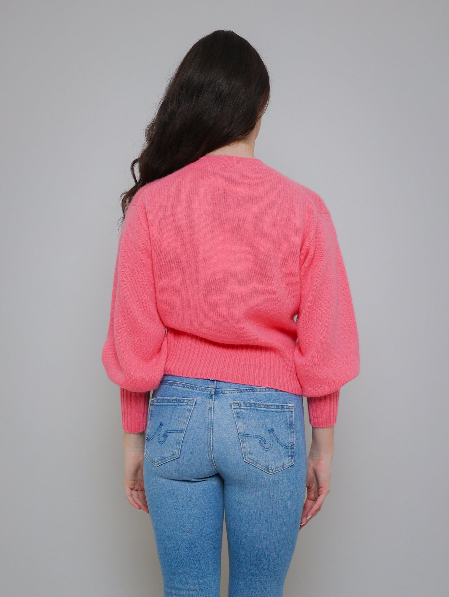 Cashmere Blouson Crew Sweater - Bright Tulip