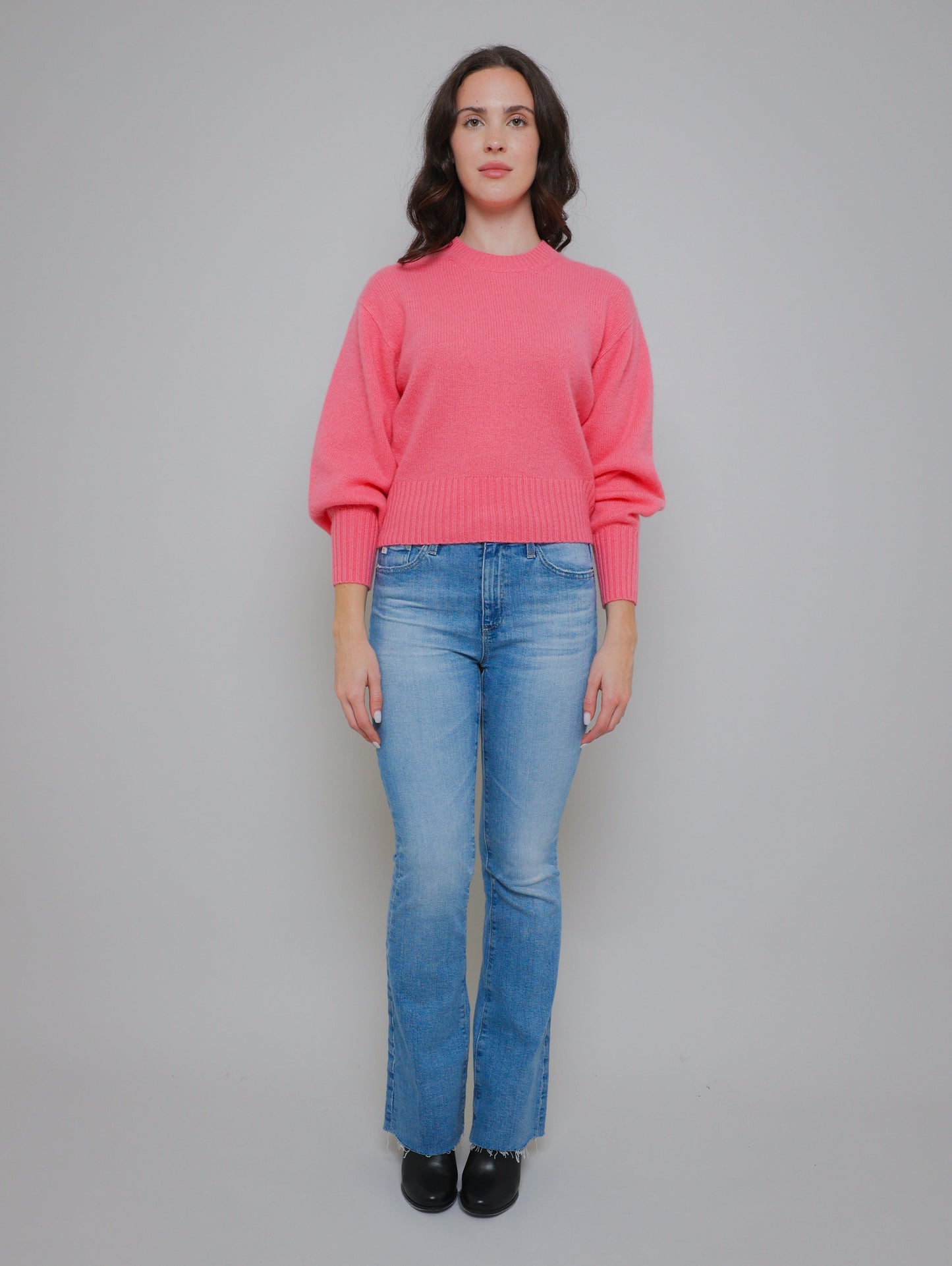 Cashmere Blouson Crew Sweater - Bright Tulip