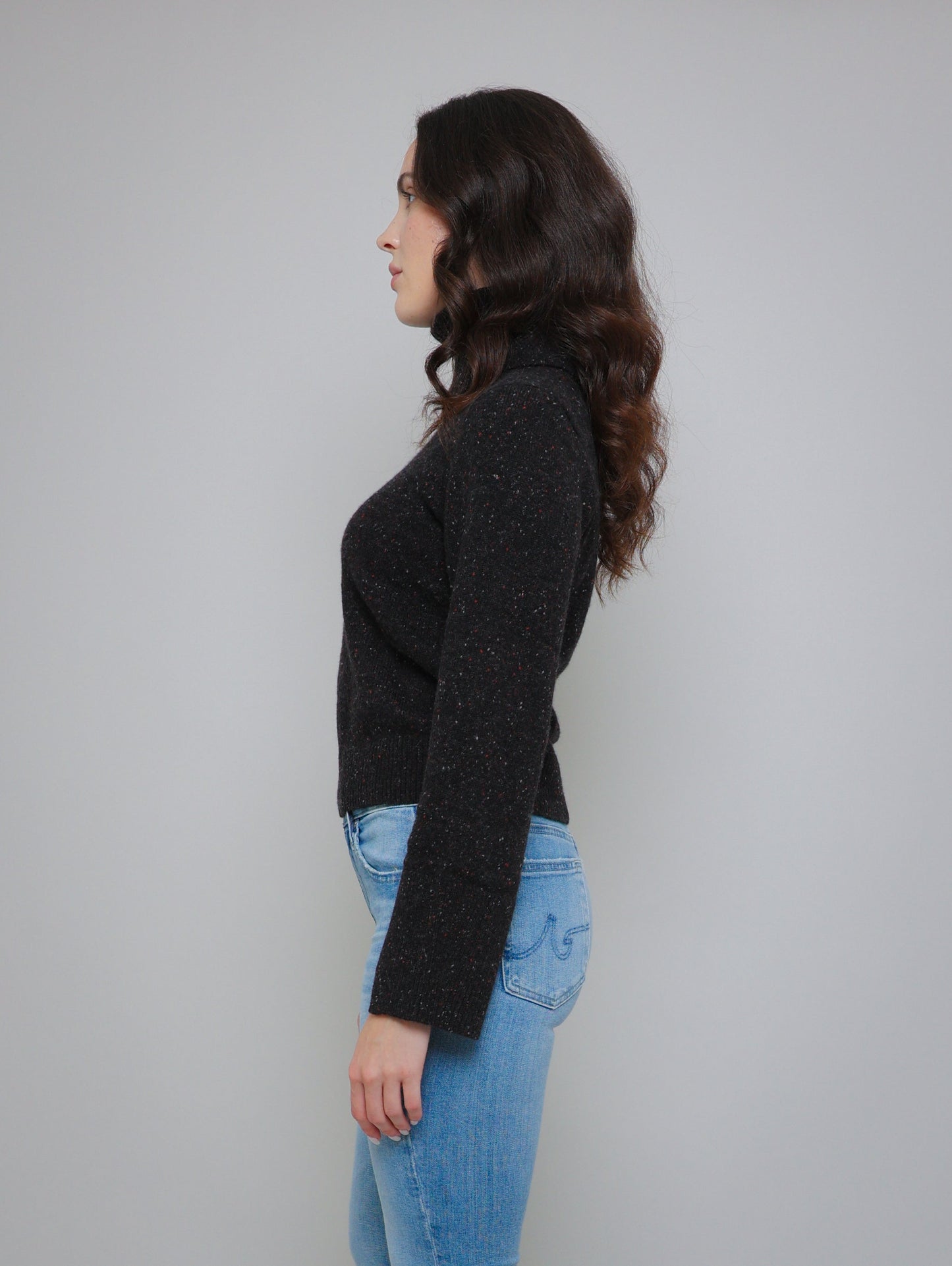 Split Sleeve Sweater with Detachable Snood - Pumpernickle