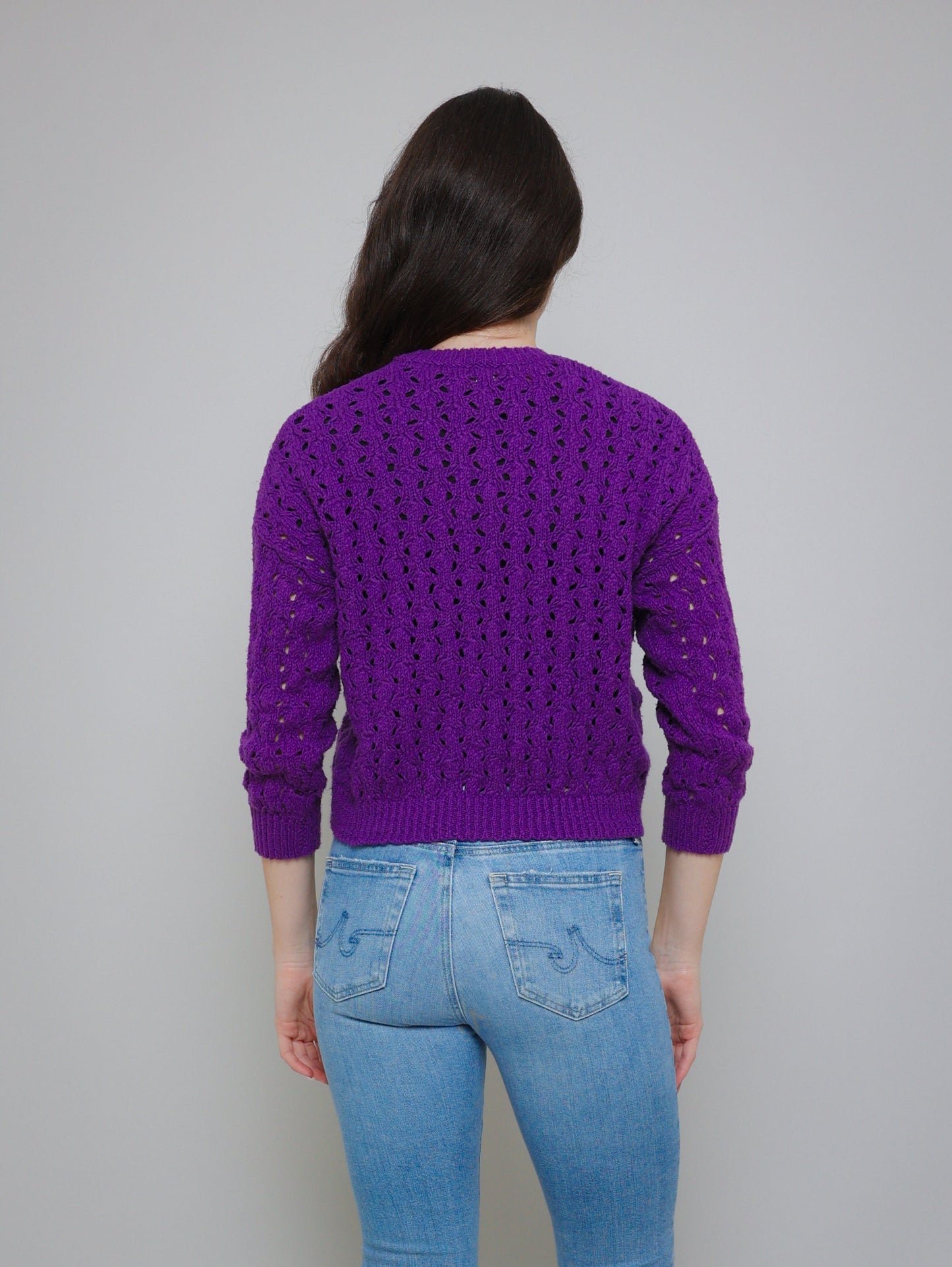 Puff Stitch Crew Sweater - Purple