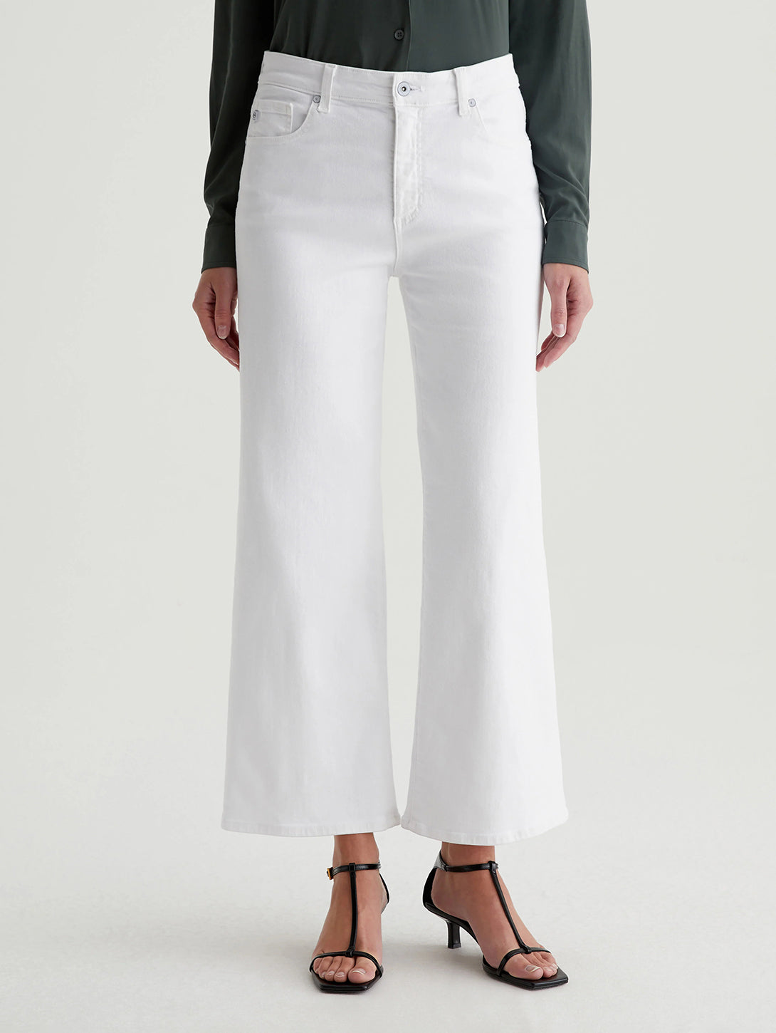 Saige Wide Leg Crop Jean - Gallery White