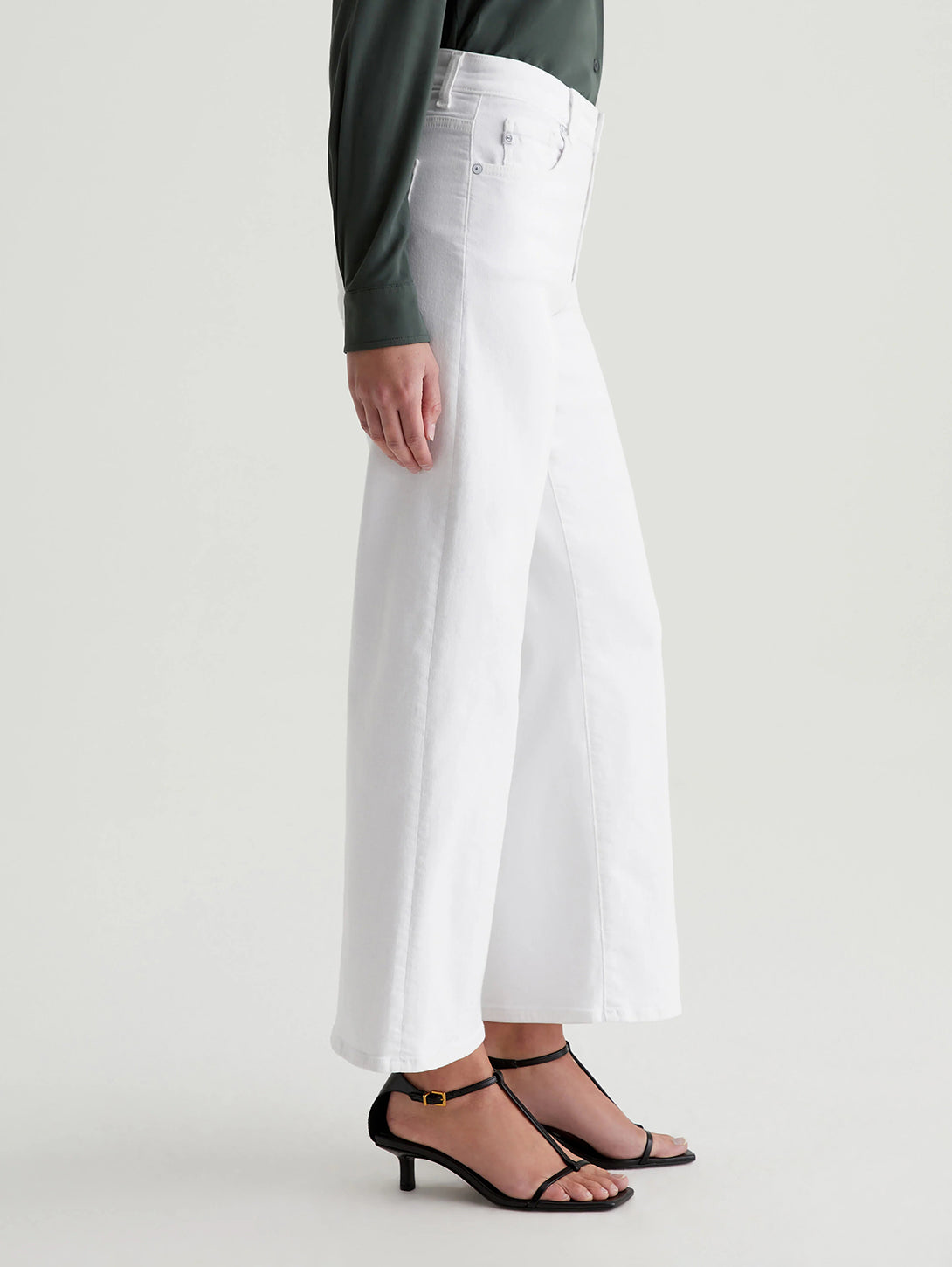 Saige Wide Leg Crop Jean - Gallery White