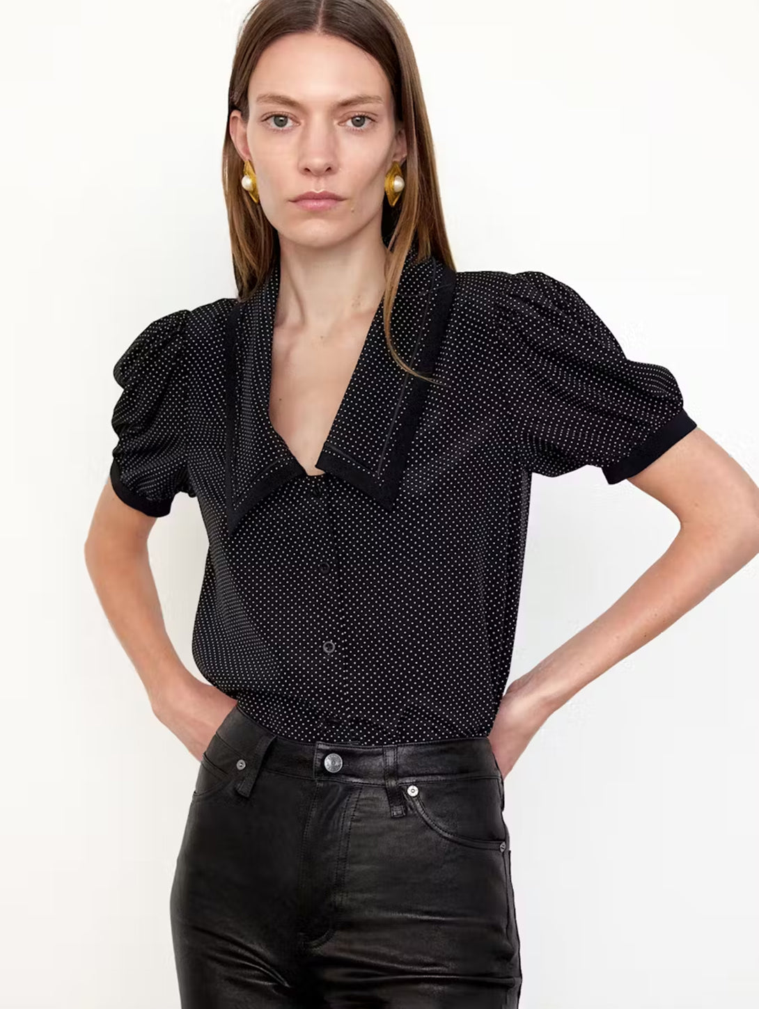 The Polka Dot Sailor Blouse - Black Multi