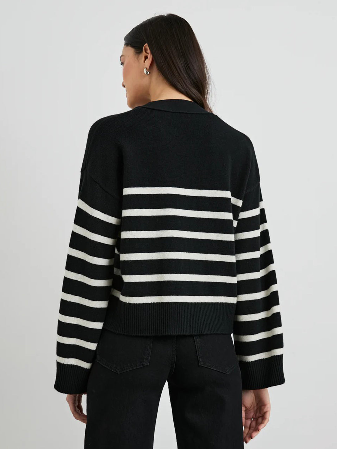 Geneva Cardigan - Black Oat Stripe