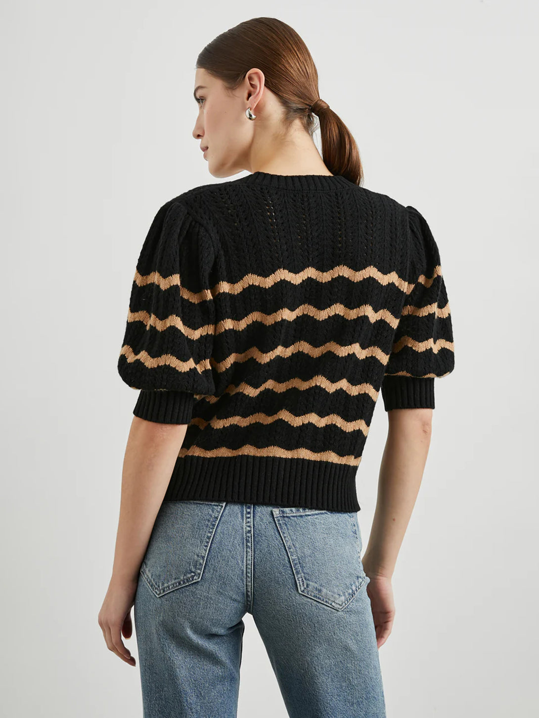 Isla Cardigan - Black Camel Stripe