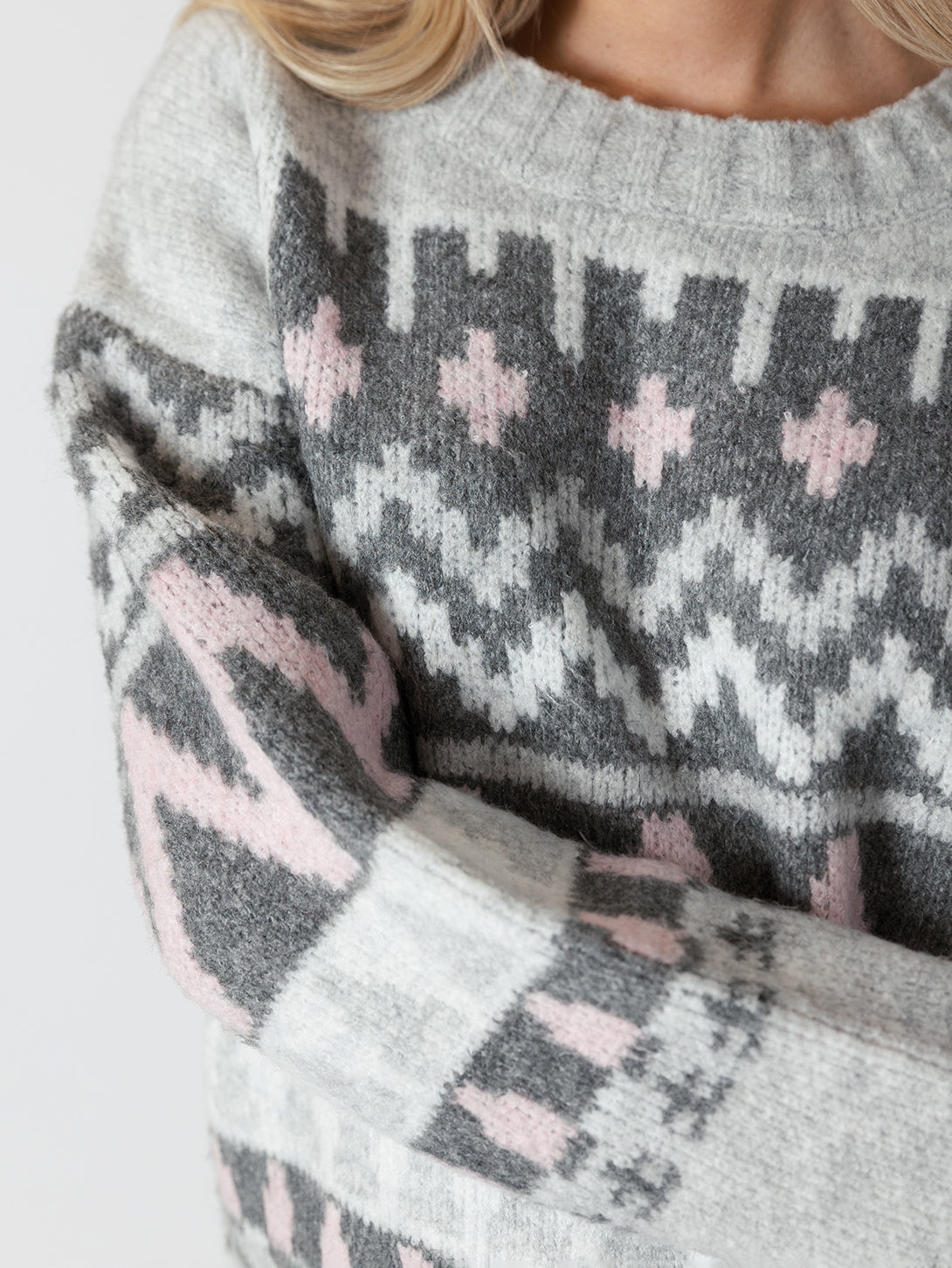 Landen Pullover - Grey/Pink