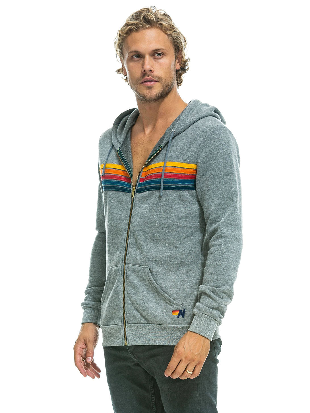 5 Stripe Hoodie - Heather Grey