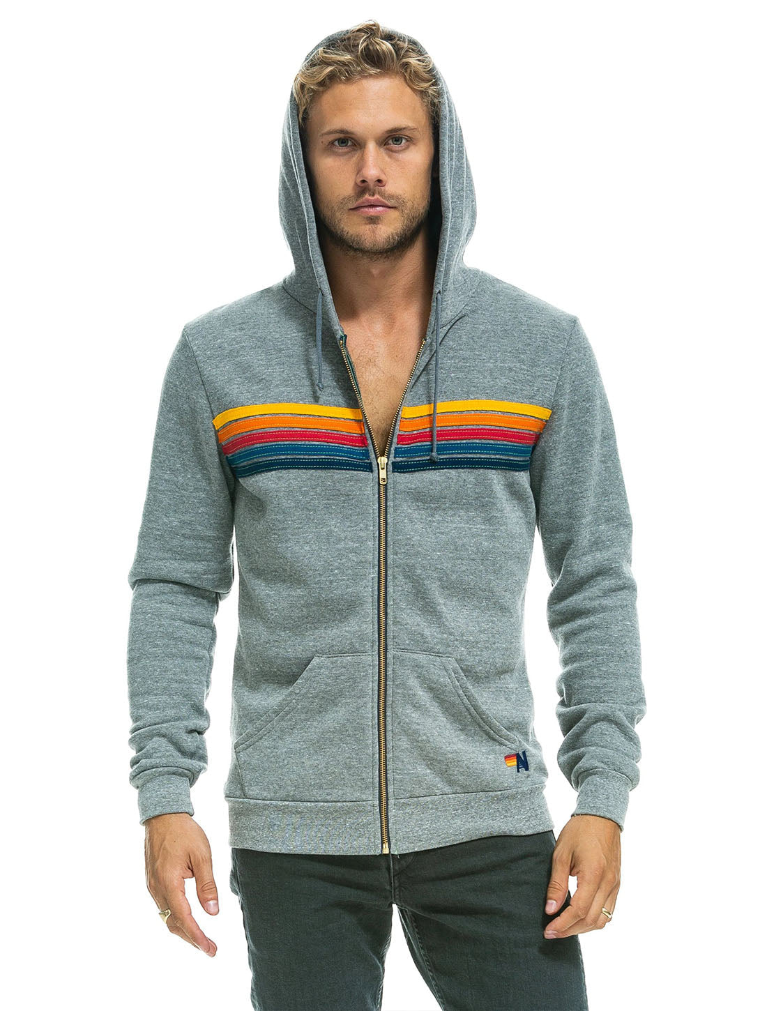 5 Stripe Hoodie - Heather Grey