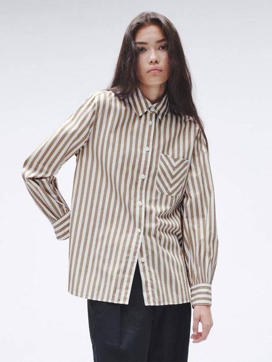 Maxine Stipe Shirt - Brown Stripe