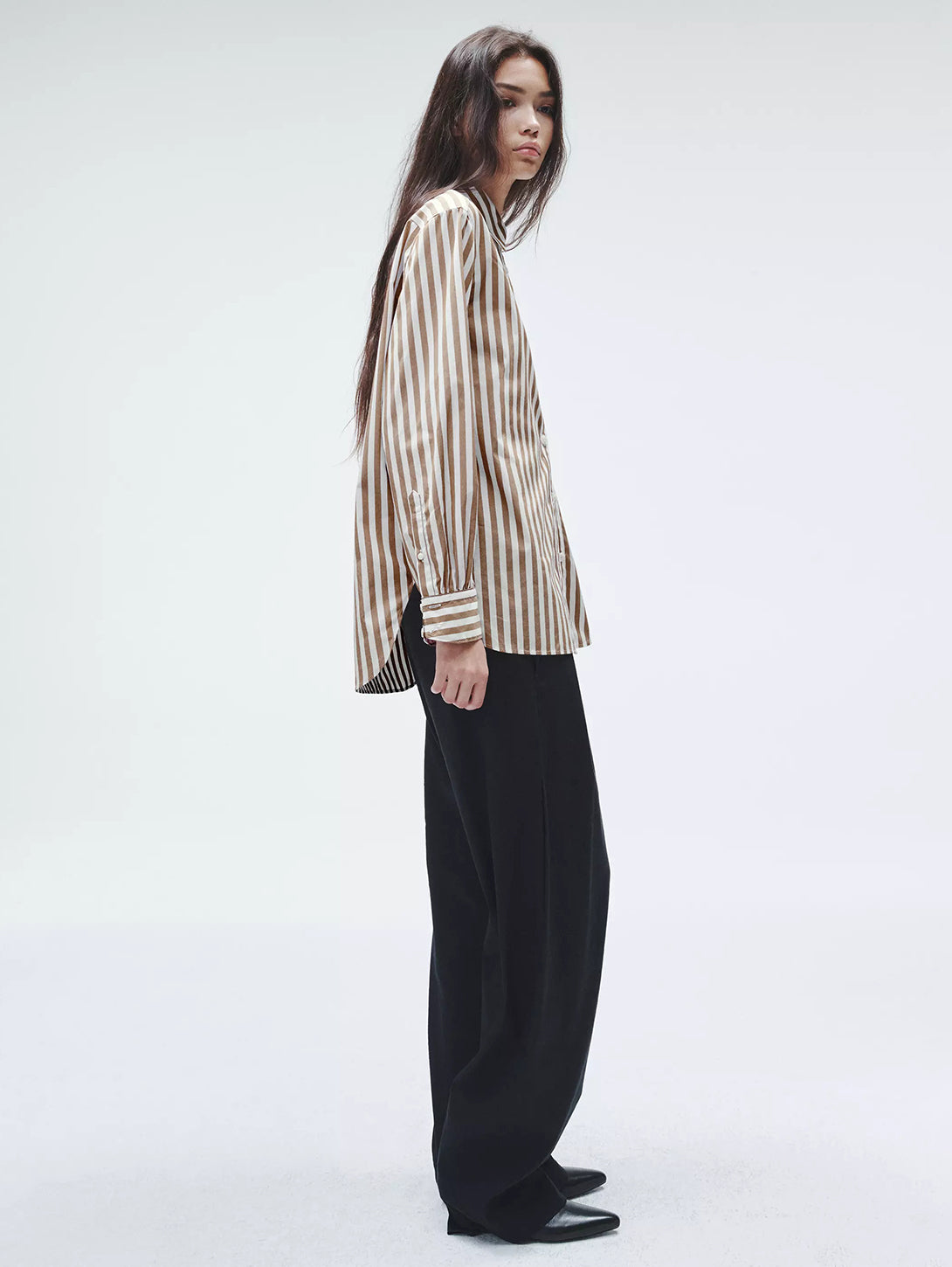 Maxine Stipe Shirt - Brown Stripe