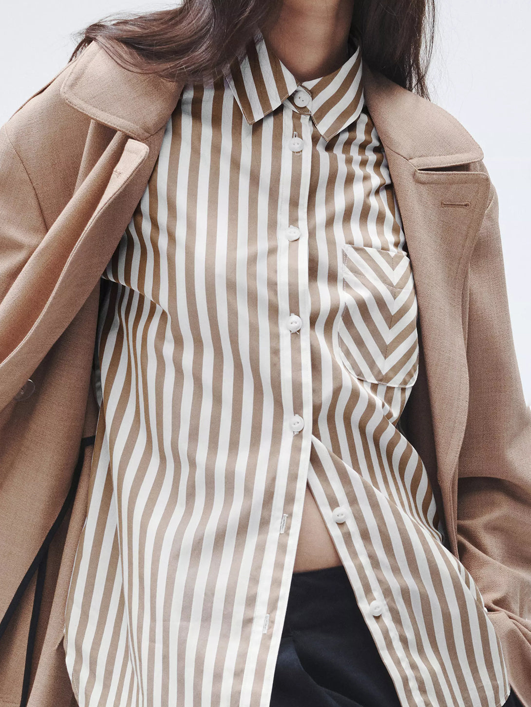 Maxine Stipe Shirt - Brown Stripe