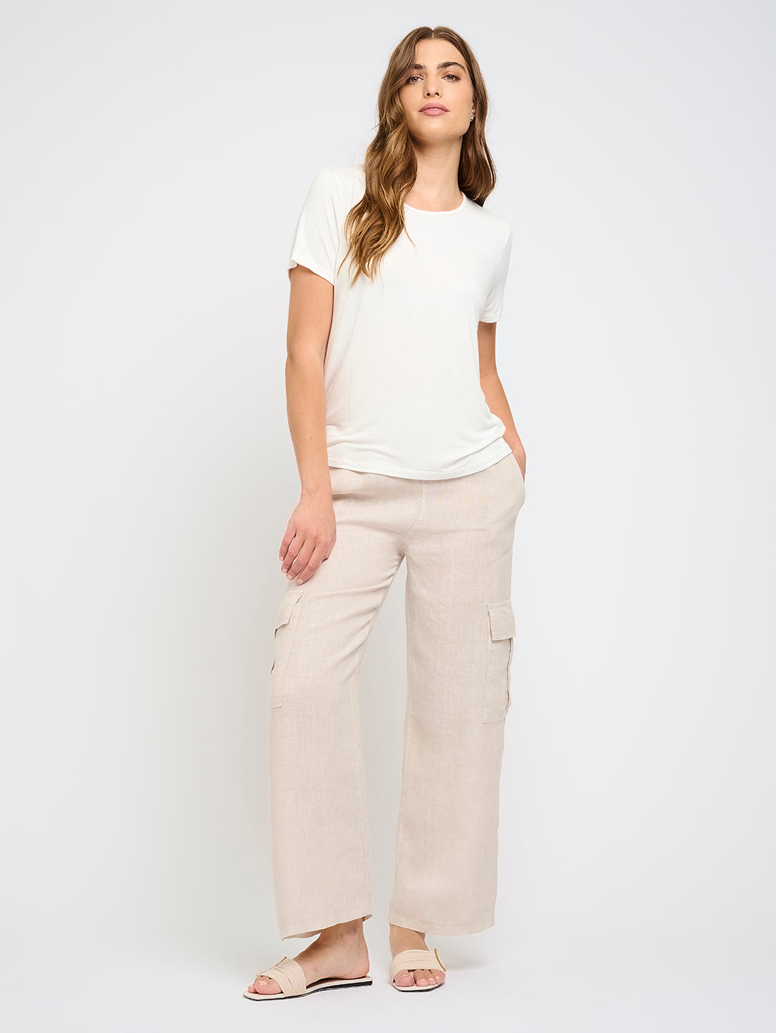 Linen Cargo Pant - Beige