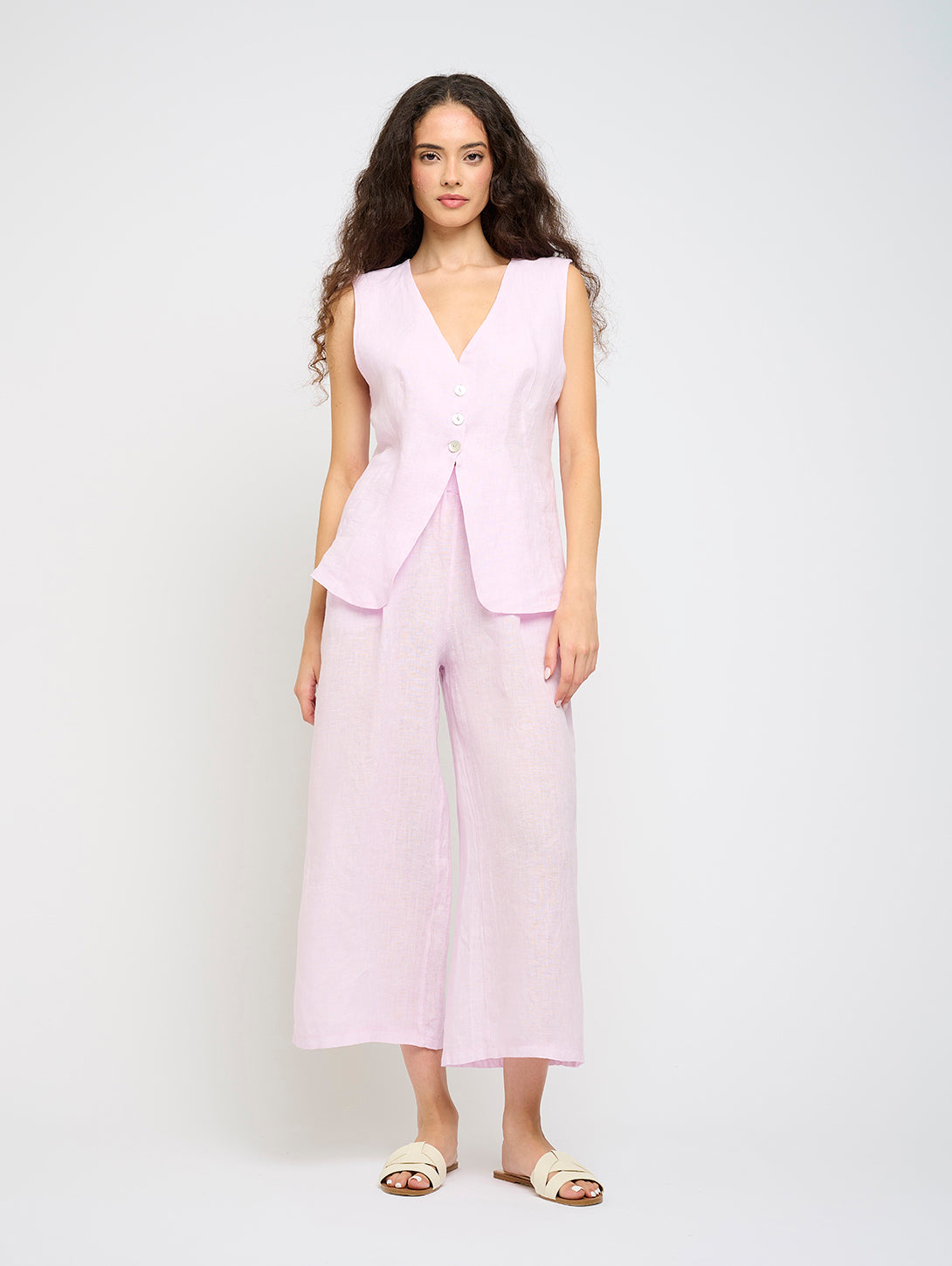 Cropped Linen Pant - Lilac