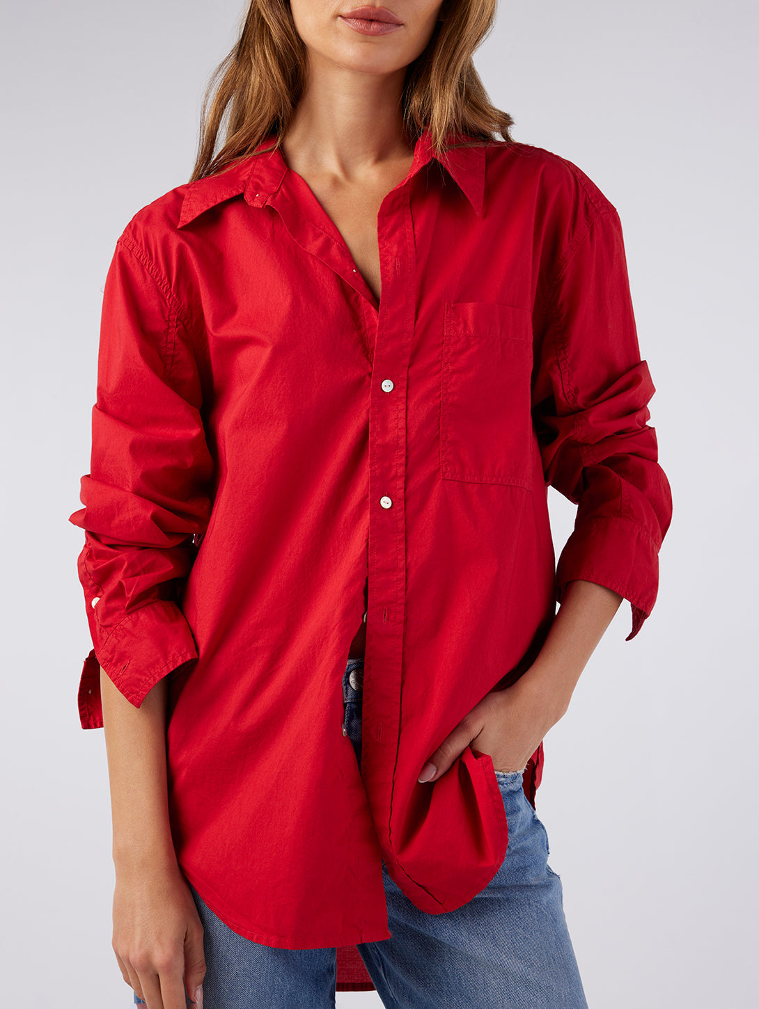 Ruth Oversized Shirt - Cherry