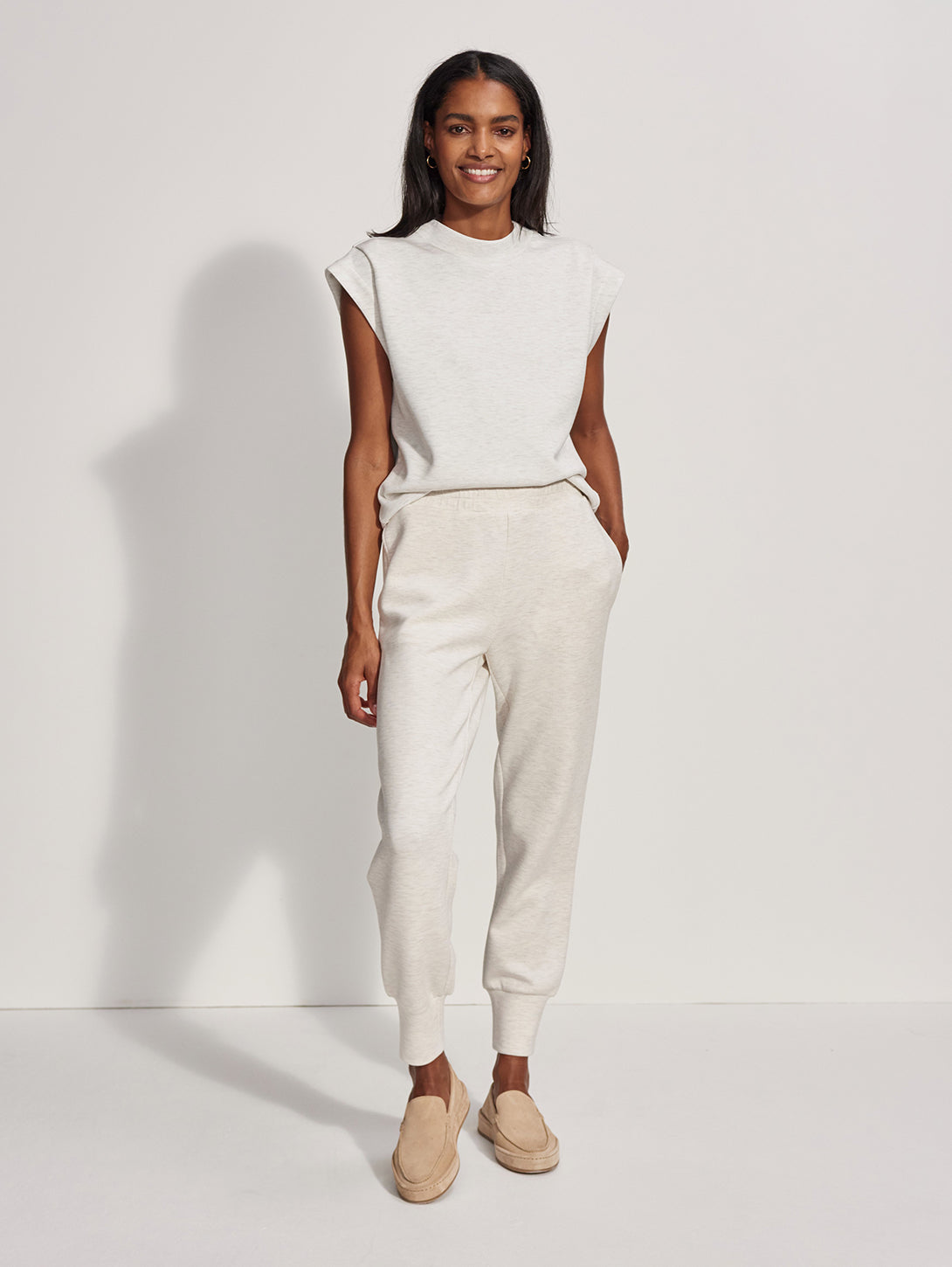 The Slim Cuff Pant 25" - Ivory Marl