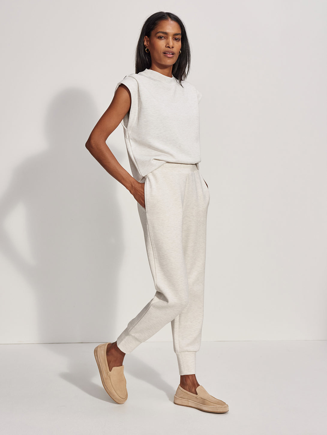 The Slim Cuff Pant 25" - Ivory Marl