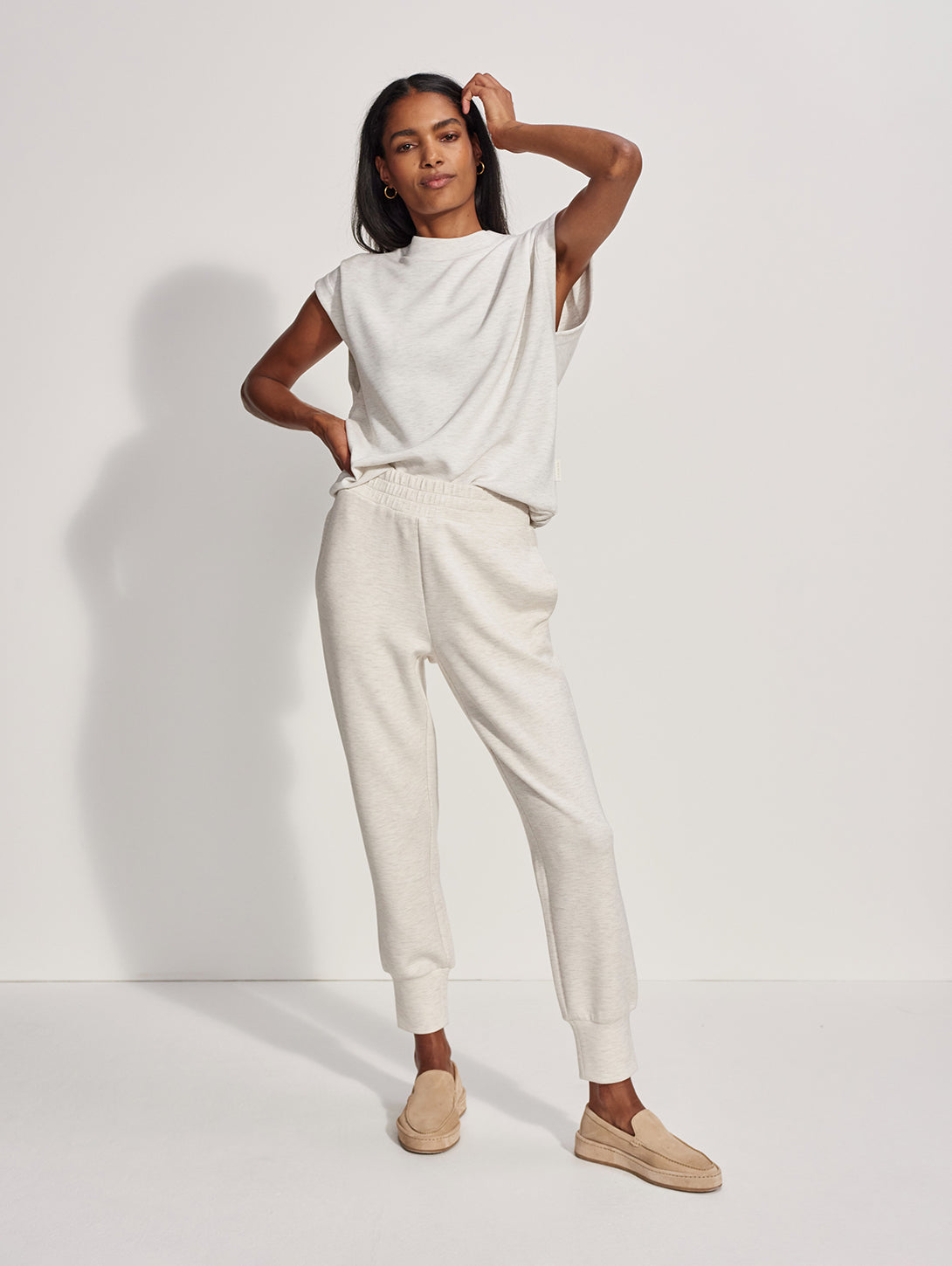 The Slim Cuff Pant 25" - Ivory Marl