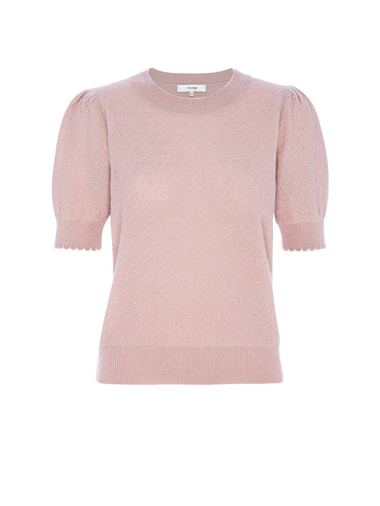 Puff Sleeve Pointelle Sweater - Peony