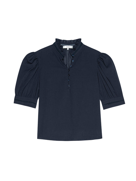 The Ruffle Collar Top - Navy