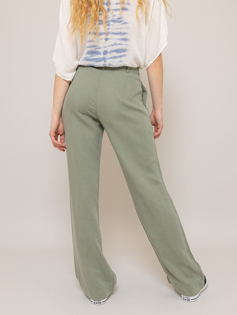 Greta Pleated Wide Pant - Army