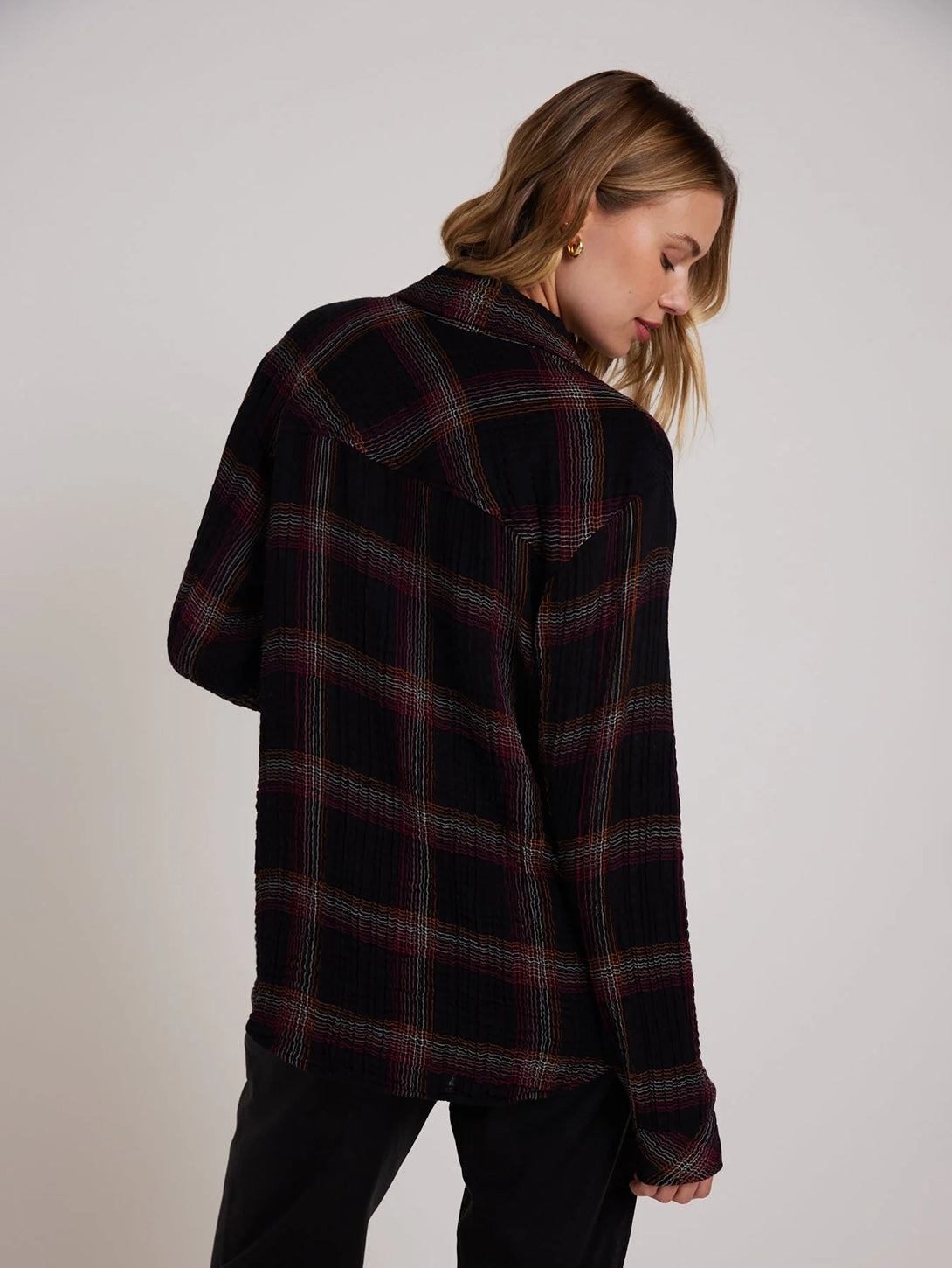 Oversized Shirt with Pocket -  Autumn Sunset Plaid