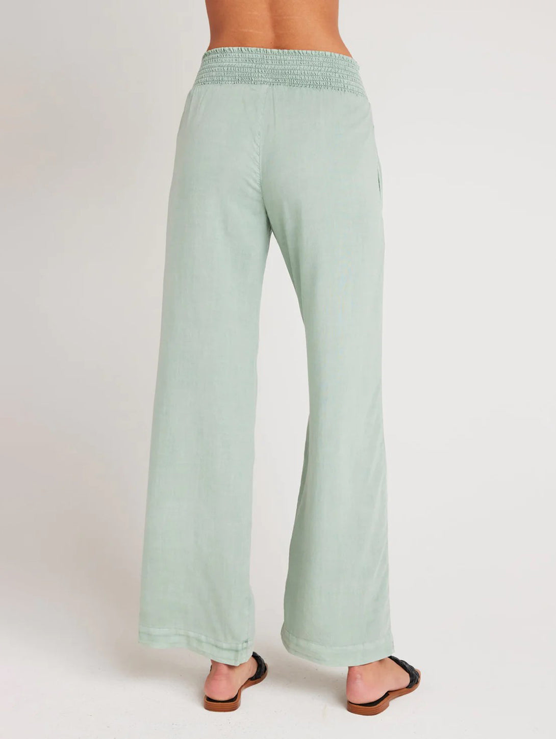 Smocked Waist Wide Leg Pant - Oasis Green