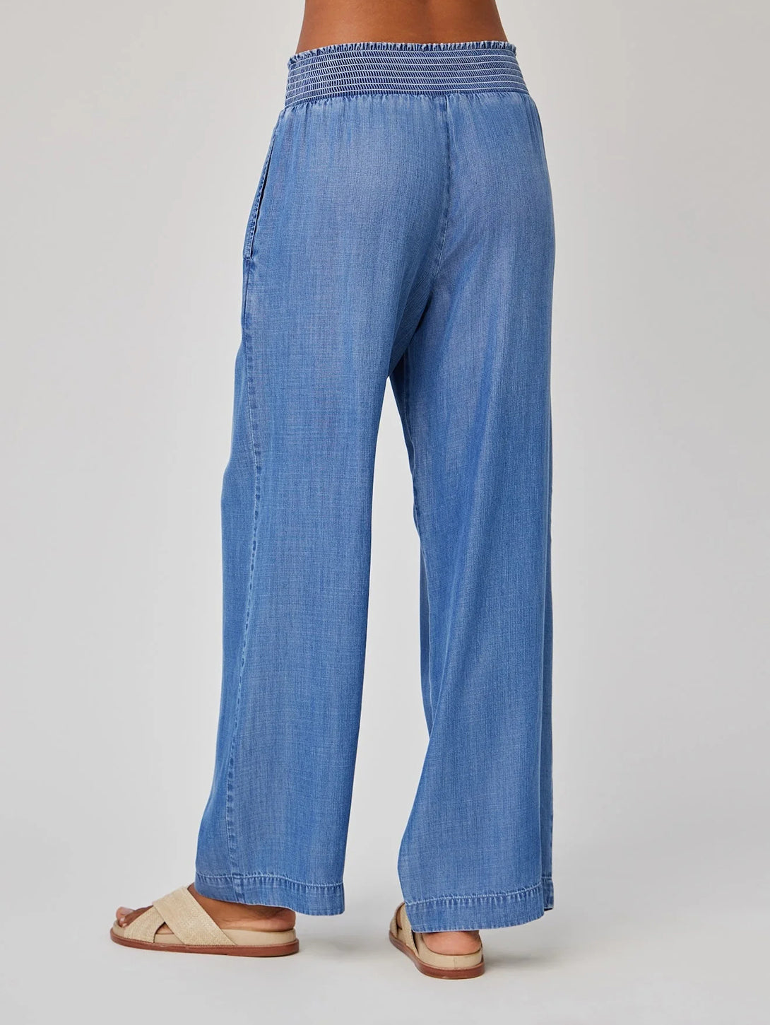 Smocked Waist Wide Leg Pant - Moonlit Haze Wash