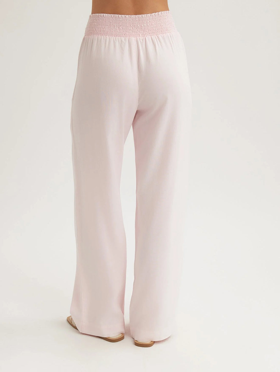 Smocked Waist Wide Leg Pant - Petal Pink