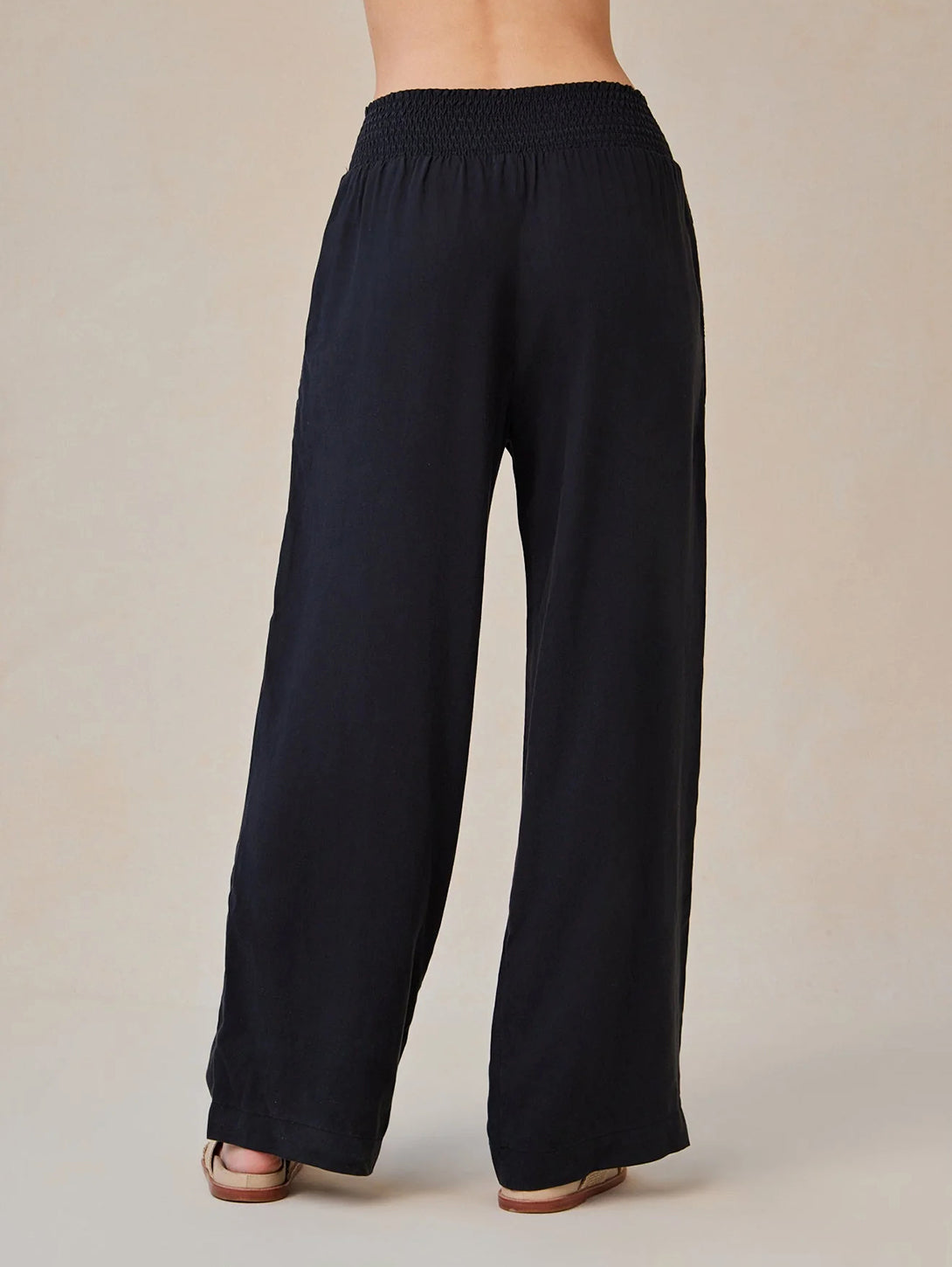 Smocked Waist Wide Leg Pant - Vintage Black