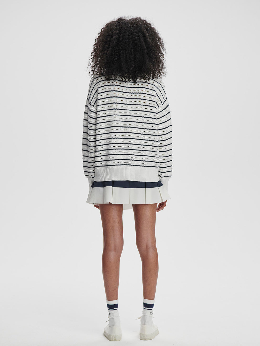 Antonia Relaxed Cardigan - White/Blue